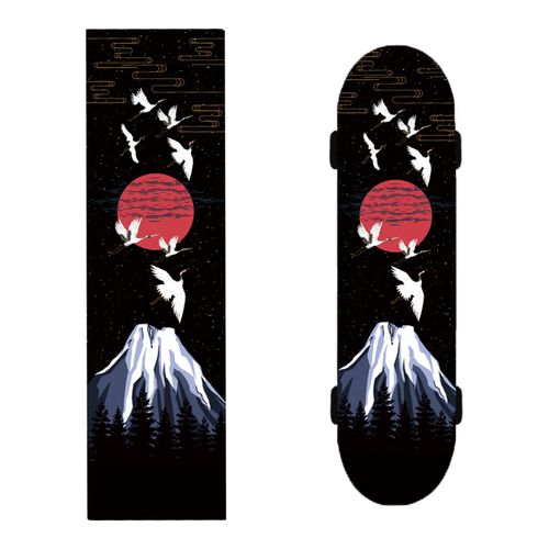 douyif Skateboard Grip Tape Sticker White Crane Mountains Longboard Grip Tape Scooter Grip Tape Skateboard Sandpaper Self-Adhesive Bubble-Free Waterproof Non-Slip Wear-Resistant 24 x 85 cm