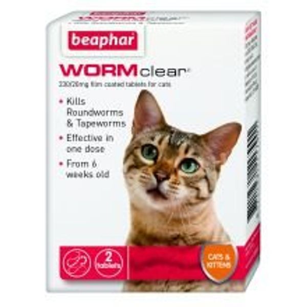 1 Package of Beaphar UK wormclear Cat 2Tab