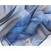 Lotus Flower Pattern Chiffon Silk Style Scarf Shawl (Navy)(Size: M)