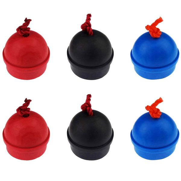 Zelerdo 6 Pack Rubber Pool Billiard Cue Chalk Holders with Cord, 3 Colors