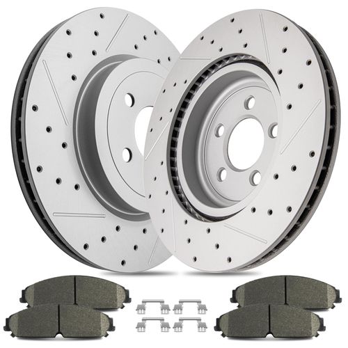 ACB ZONE Ceramic Brake Pads and Rotors Kit Front Drilled Slotted Vented Rotors & Brakes for Dodge Charger 2006 2007 2008 2009 2010 2011 2012 2013 2014 2015 Magnum 2005-2008 (5.7L with 345.0 mm)