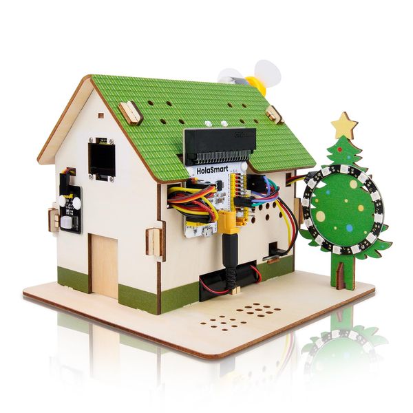 HOLASMART Microbit Smart Home Kit for Microbit V1 and V2,STEM Education Kit with Online Tutorial(Without Micro:bit and AAA Battery),Green