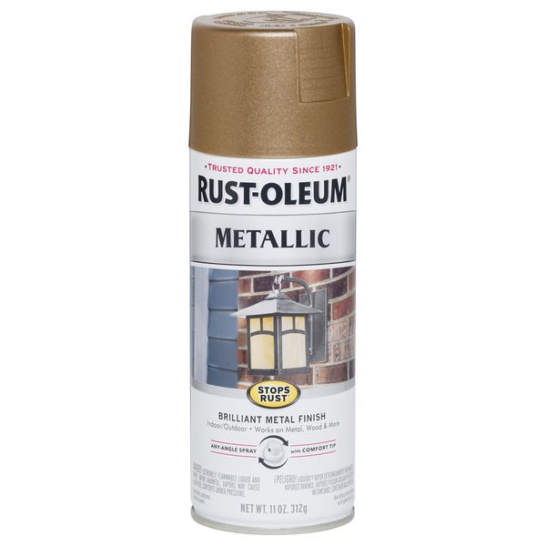 Rust-Oleum 7274830 Stops Rust Metallic Spray Paint, 11 Ounce, Antique Brass