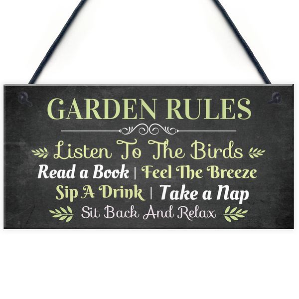 Red Ocean Garden Rules Garden Signs And Plaques, Garden Shed Signs, Summer House Accessories, Novelty Home Decor Signs, Garden Signs And Plaques For Outside