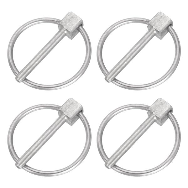 uxcell 4pcs 1/8" x 1" Lynch Pin with Ring Stainless Steel Round Lynch Pin for Boat Kayak Canoe Trailer Trolley Truck Lawn Mower Silver