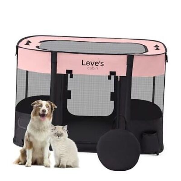 Pet Puppy Dog Playpen Dog Tent Crates Cage Pink-rectangle Medium