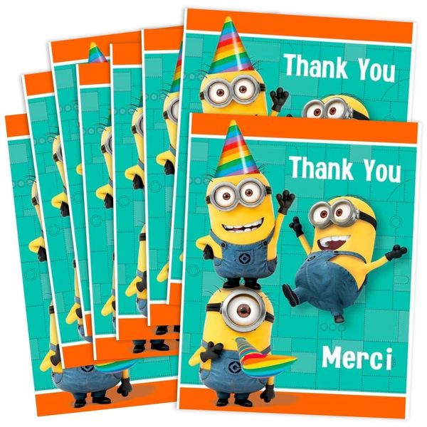 Unique Despicable Me Thank You Note Cards - 5.5" x 4", 8 Pcs