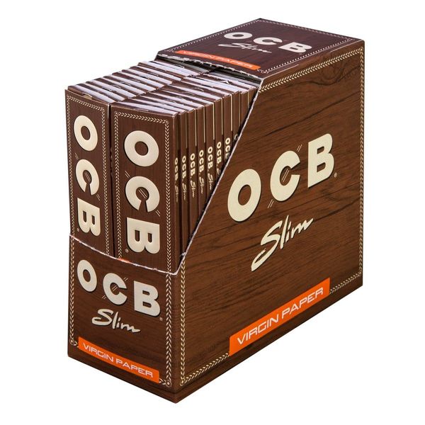 OCB VIRGIN King Size Slim UNBLEACHED Rolling paper - 1 box (total 1600 papers)