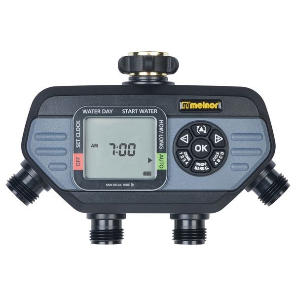 Melnor 73280 Digital Water Electronic Hose Timer, 4 Zone, Black/Gray