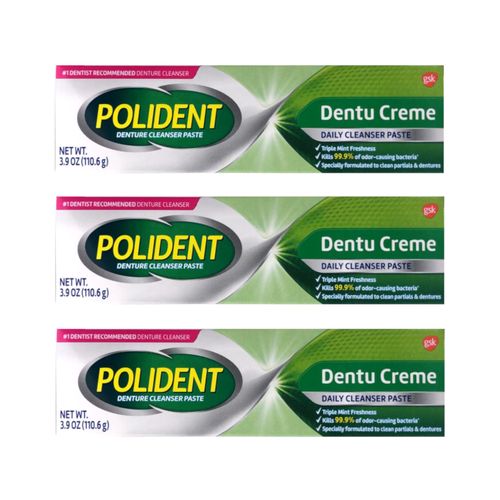Polident Dentu-Creme Denture Cleaner - 3.9 oz, Pack of 3