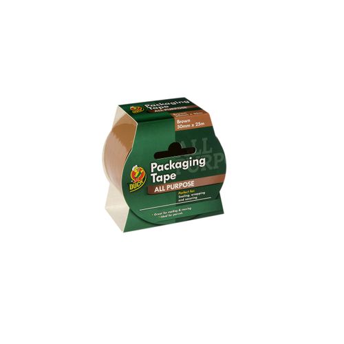 Duck Brown Packing Tape | Parcel Tape 1 Roll 50mm x 25m, Packaging Tape Strong Sticky Seal for Moving House, Packing Parcels, Cardboard Boxes & Carton Packaging Tape