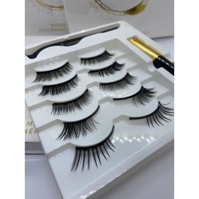 SiLashes Magnetic Eyelashes Russian Volume Extension Look 5Pairs 3D Natural False Lashes Magnetic Eyeliner and Lashes Kit !, Natural Look Russian Lashes DD Curl Chelsea Kit (Pack of 1)