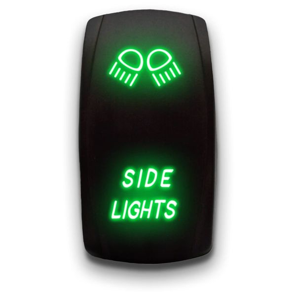 Side Lights - Green - Laser Etched 5-Pin Double Pole Single Throw Side Lights Maintained ON-Off DPST Toggle Switch 20A 12V