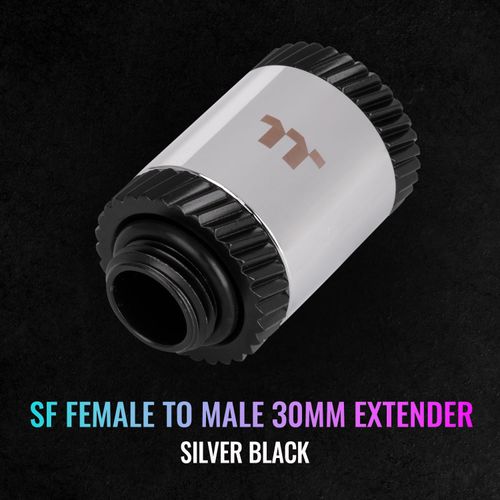 Thermaltake Pacific SF Female to Male 30mm Extender Silver Black/DIY LCS/Fittings CL-W393-CU00SL-A