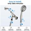 G-Promise High Pressure Shower Head 6 Spray Setting with Adjustable Solid Brass Shower Arm Mount and Extra Long Flexible Stainless Steel Hose (Brushed Nickel)