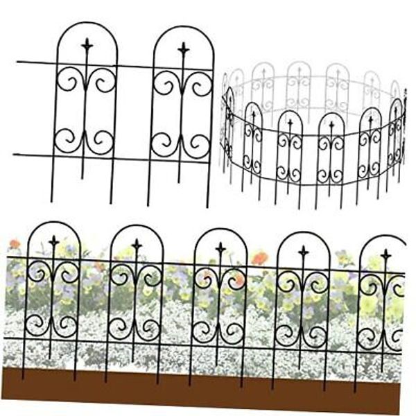 Metal Decorative Garden Fence Border 32 in .H x 17.5 in .W (14 Panels, Total