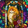 Set of 6 Stained Glass Effect Cat Square MDF Coaster - Set-04