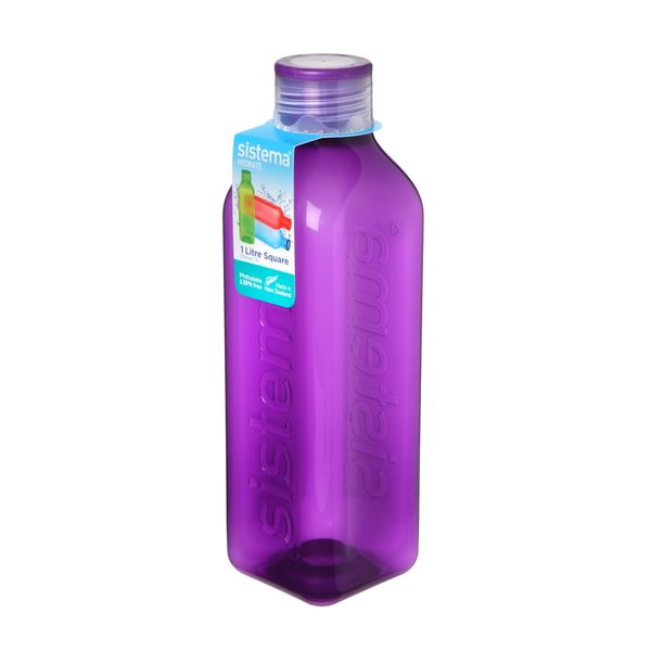 Sistema Hydrate 1L Square Drink Bottle Purple