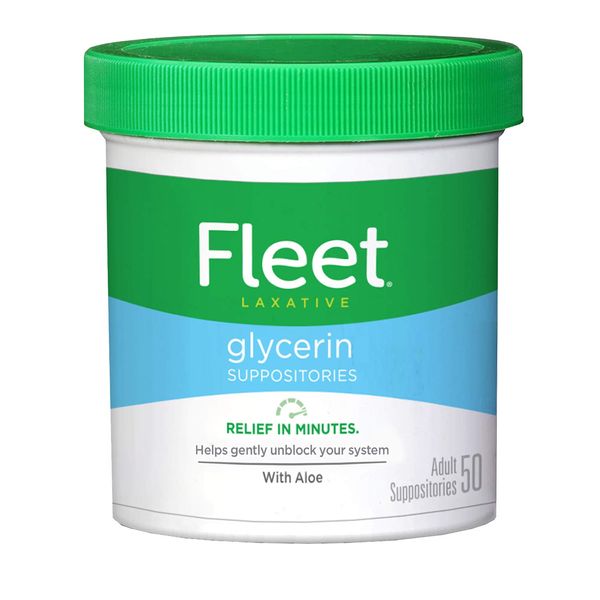 Fleet Laxative Glycerin Suppositories for Adult Constipation, Adult Laxative Jar Aloe vera, 50 Count