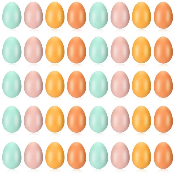 Yeshone 40 Pcs Egg Shakers Musical Instruments Percussion Maracas Egg Easter Basket Plastic Easter Egg Hunt for Preschool Kindergarten DIY Painting Music Dancing, 4 Boho Colors