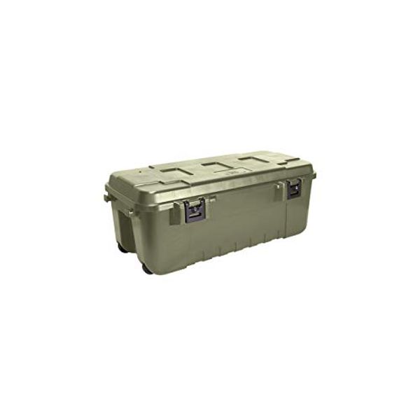 Plano Storage Trunk with Wheels, Green, 108-Quart, Lockable Storage Box, Rolling Airline Approved Sportsman Trunk, Hunting Gear and Ammunition Bin, Heavy-Duty Containers for Camping