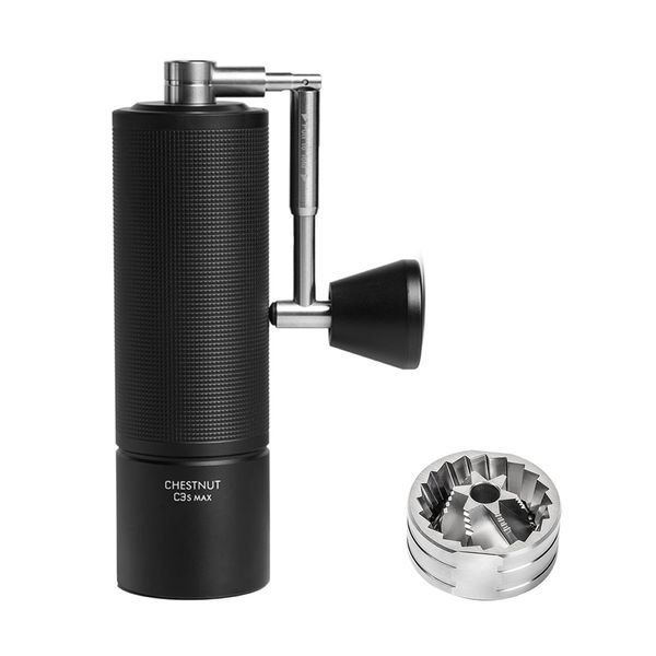 TIMEMORE Manual Coffee Grinder Timemour Capacity 30g CNC Stainless Steel Cone Burr, Internal Adjustable Settings, Double Bearing Positioning for Home/Travel/Camping, Gift Chestnut C3S Max Pro Black