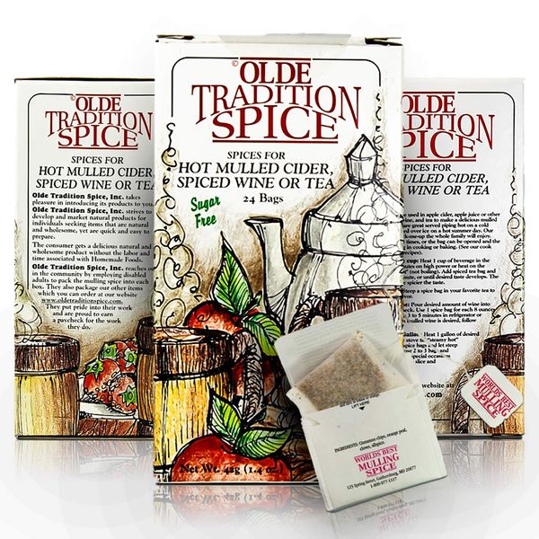 Olde Tradition Spice: Mulling Spices in Tea Bags for Hot Apple Cider or Mulled Wine- 24 Count