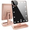 LED Lighted Make up Vanity Mirror  Bluetooth 360° Adjustable Rotation Dimmable