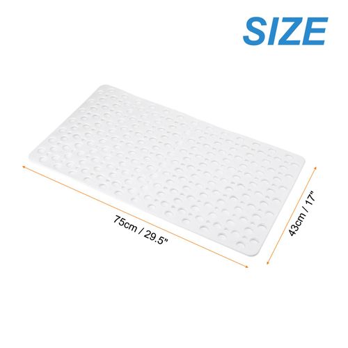 HARFINGTON Nonslip Bathtub Mat 29.5"x17" TPE Anti-Slip Washable Tub Shower Mats with Suction Cups and Drain Holes for Bathroom Kitchen Bathtub Treads Stairs, White