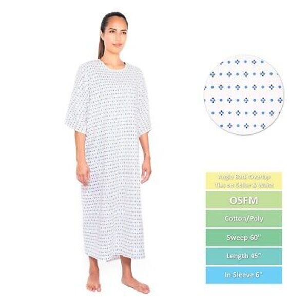 Nobles Health Care Demure Print Hospital Gown - Pack of 4