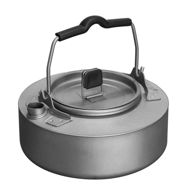 FIELDOOR Titanium Kettle, Lightweight and Sturdy Titanium, Approx. 5.3 oz (150 g), Capacity: 23.7 fl oz (700 ml), Detachable Handle Cover, Cooking, Camping, Outdoors, Everyday Use, Cookware