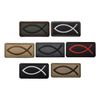Fish Patch Ichthys Jesus Fish Patch Embroidered Tactical Morale Patches Applique Fastener Hook and Loop(Black White Grey Border)