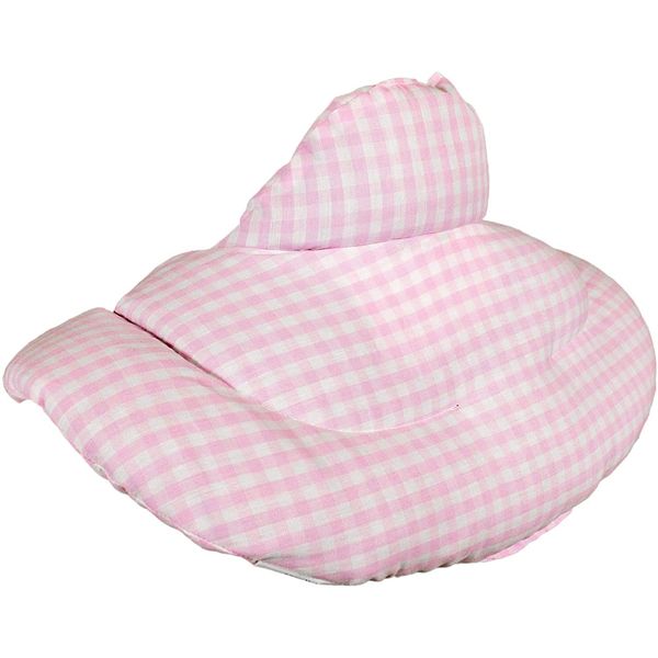 Bio Nackenhörnchen mit Stehkragen, Dinkelkissen. Nackenkissen Wärmekissen - Dinkel-Körnerkissen Nacken Schulter (Bio Dinkel & Bio-Stoff rosa-weiß)