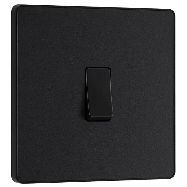 BG Electrical Single Intermediate Wall Light Switch, Screwless Front Plate, Round Edges, Evolve, Matt Black, 20A, 16AX, PCDMB13B