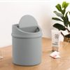Cadineer Desktop Bin, Mini Trash Can With Swing Top Lid, Small Dustbin (Grey)
