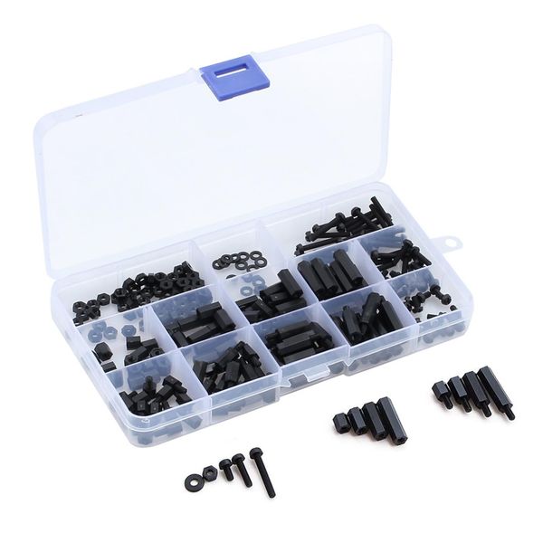 320 Piece Nylon Hex Spacer Standoffs M2.5 Hex Bolts Nuts M2.5 Screws Hex Spacer Nut Set for PCB Board Fixing Precision Machinery PCB Board Storage Case