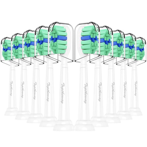 Toptheway Toothbrush Replacement Heads Compatible with Philips Sonicare ProtectiveClean DiamondClean C2 G2 W 4100 5100 HX9023 Plaque Control, 10 Pack