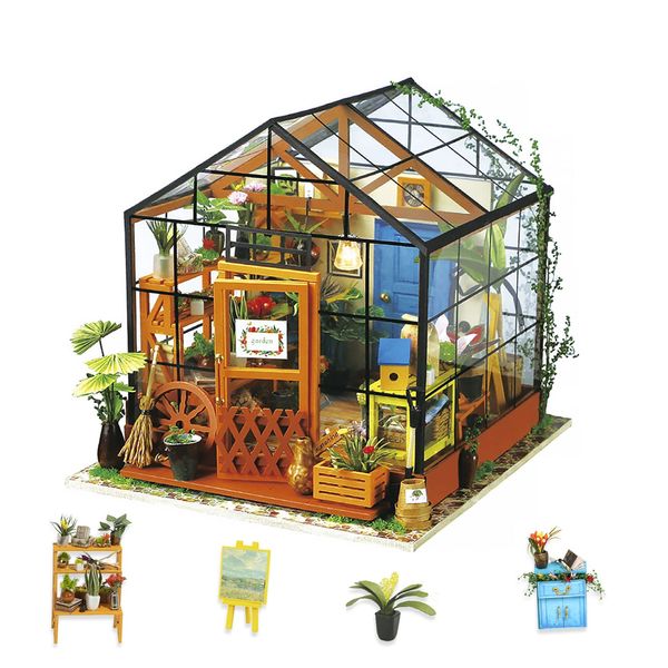 Rolife DIY Miniatur Haus Kits für Erwachsene Gewächshaus Puppenhaus Handwerk Kits für Erwachsene Modell Kits für Erwachsene zu Bauen Geburtstagsgeschenk für Frauen und Mädchen (Cathy's Flower House)