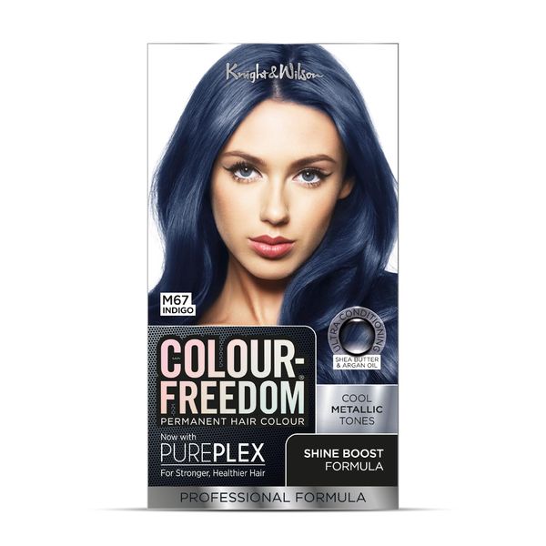 Colour Freedom Metallic Indigo Permanent Hair Dye with PurePlex. Ultra Glossy Conditioning Hair Colour. 100% grey coverage. By Knight & Wilson.