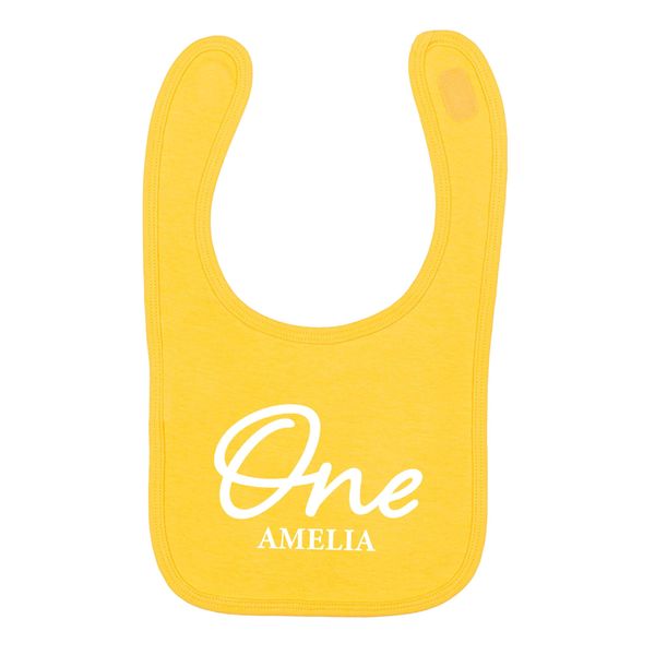 Flox Creative Yellow Bib Personalised Age and Name