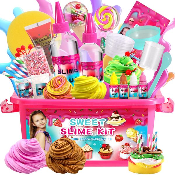 wtelnbton Mini Cake Slime Kit, DIY Slime Making Set with Containers,Cake Making Butter Slime, Super Soft Sludge Toy, Stress Relief Toys, Party Favors for Kids, for Girls Boys