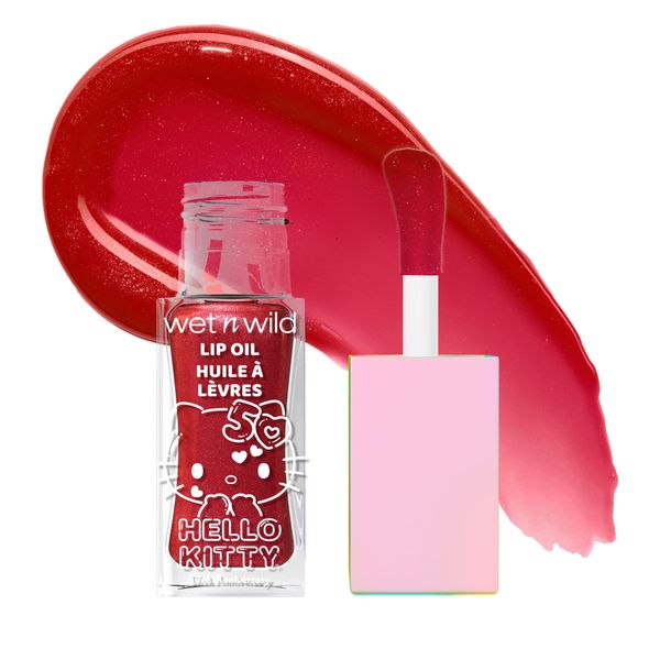 wet n wild Hello Kitty Glitter Lip Oil, New 10 Oil Infused Formula, Warm Apple Pie Lightly Scented, Sparkly Bold Colors, Cruelty-Free & Vegan - Magic Apple