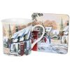 Macneil Red and Green Christmas Coffee Cup & Mat Set