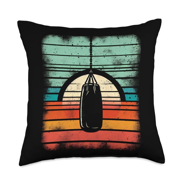 Vintage Boxing Bag Sunset Throw Pillow