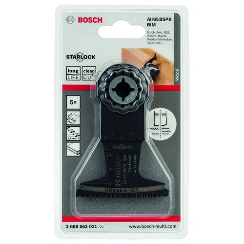 Bosch Professional 1x BIM Plunge Cutting Saw Blade AII 65 BSPB (for Hardwood, 40 x 65 mm, Accessory Multitool)