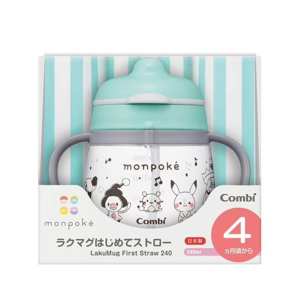 Combi Rakumug, First Straw, Monpoke, Light Blue