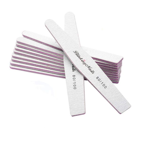 BlinkingNails Professionisti Lime per Unghie 80/100 File per Unghie, Nail Files and Buffers, Tavole Smerigliate Monouso per Unghie Acriliche, Nail Sanding Set di Levigatura per Unghie a Due Lati