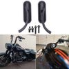 Black Motorcycle Mini Oval Mirrors For Harley Davidson Road Glide Custom Touring