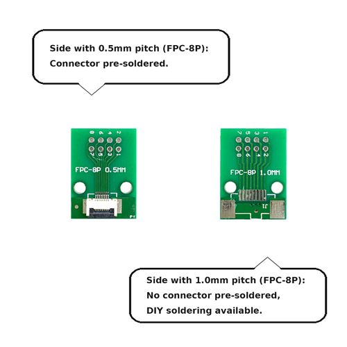 4Pcs FFC FPC PCB Converter Board 8 Pin 1mm 0.5mm(Connector pre-soldered) Pitch to Dip 2.54mm for FCC Cable Couple Extend Adapter