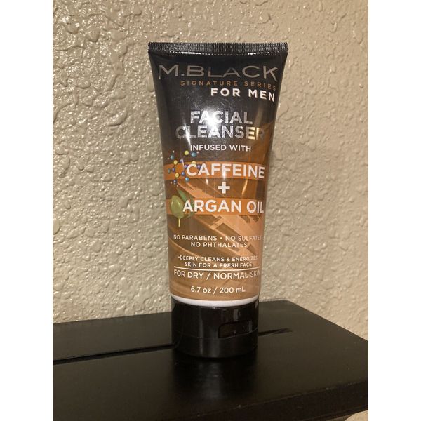 NEW M. Black Men's FACIAL CLEANSER CAFFEINE AND ARGON OIL 6.7 OZ DRY/NORMAL SKIN